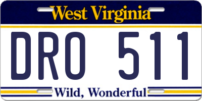 WV license plate DRO511