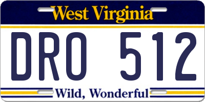 WV license plate DRO512