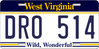 WV license plate DRO514