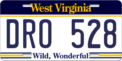 WV license plate DRO528