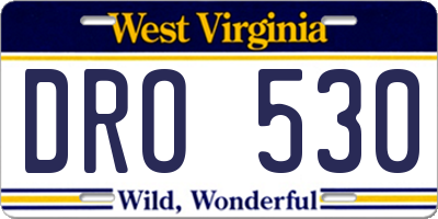 WV license plate DRO530