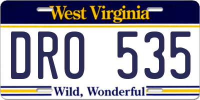 WV license plate DRO535