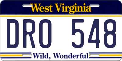 WV license plate DRO548
