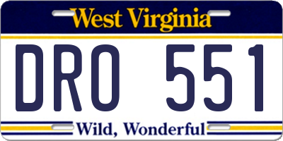 WV license plate DRO551