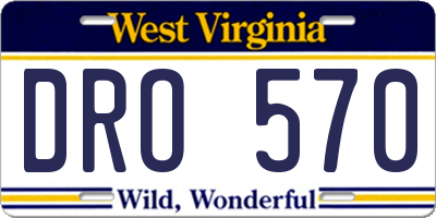 WV license plate DRO570