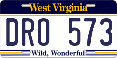 WV license plate DRO573