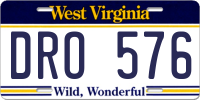 WV license plate DRO576