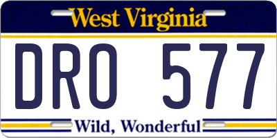 WV license plate DRO577