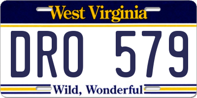 WV license plate DRO579