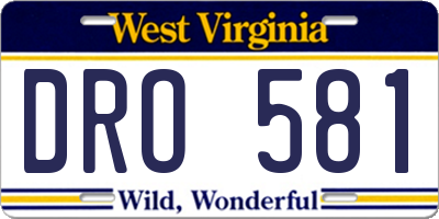 WV license plate DRO581