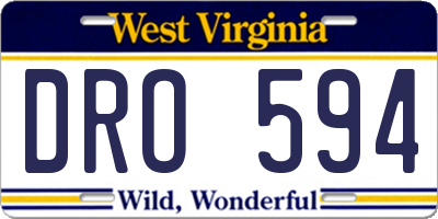 WV license plate DRO594