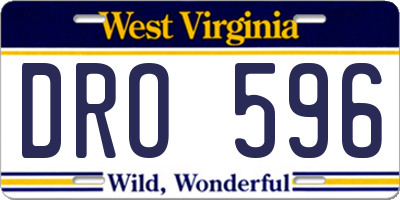 WV license plate DRO596