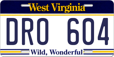 WV license plate DRO604