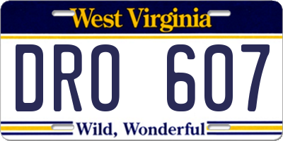 WV license plate DRO607