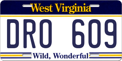 WV license plate DRO609