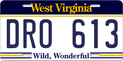 WV license plate DRO613
