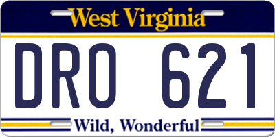 WV license plate DRO621
