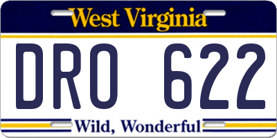 WV license plate DRO622