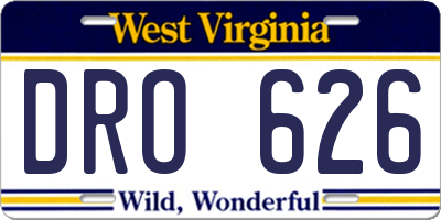 WV license plate DRO626
