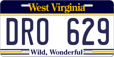 WV license plate DRO629