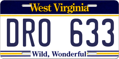 WV license plate DRO633