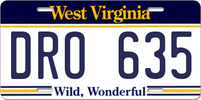 WV license plate DRO635