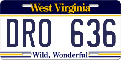 WV license plate DRO636