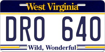 WV license plate DRO640