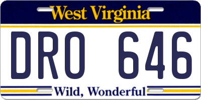 WV license plate DRO646