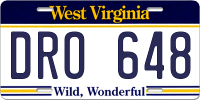 WV license plate DRO648