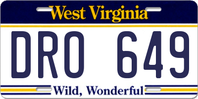 WV license plate DRO649