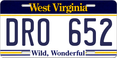 WV license plate DRO652