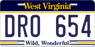WV license plate DRO654