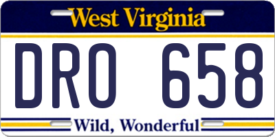 WV license plate DRO658