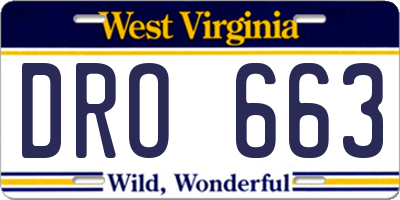 WV license plate DRO663