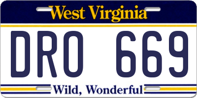 WV license plate DRO669