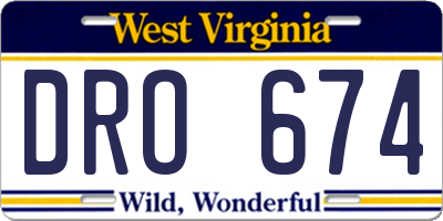 WV license plate DRO674