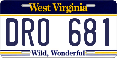 WV license plate DRO681