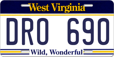 WV license plate DRO690
