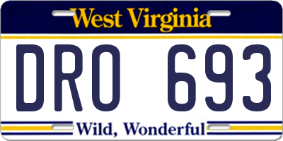 WV license plate DRO693