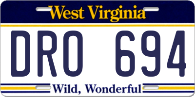 WV license plate DRO694