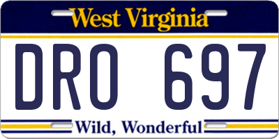 WV license plate DRO697