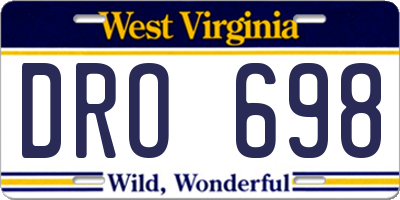 WV license plate DRO698