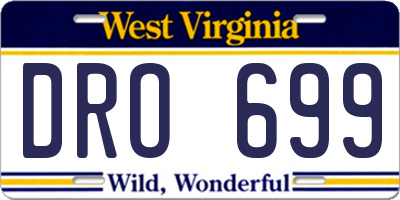 WV license plate DRO699
