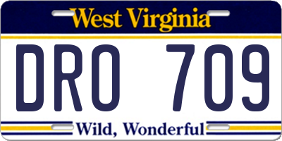 WV license plate DRO709