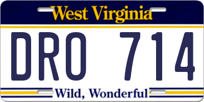 WV license plate DRO714