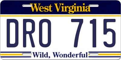 WV license plate DRO715