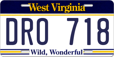 WV license plate DRO718