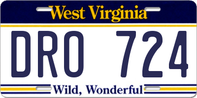 WV license plate DRO724