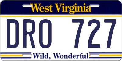 WV license plate DRO727